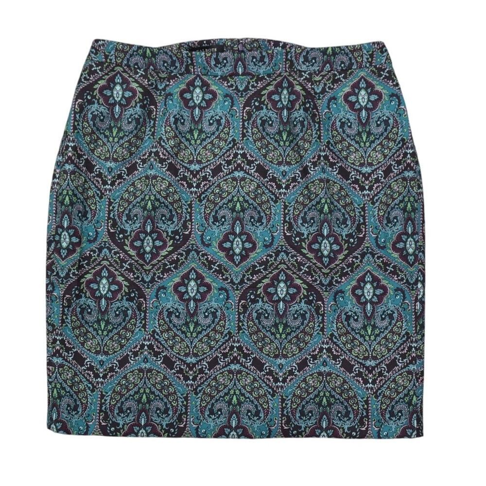 Talbots Blue and Teal Paisley Midi Skirt